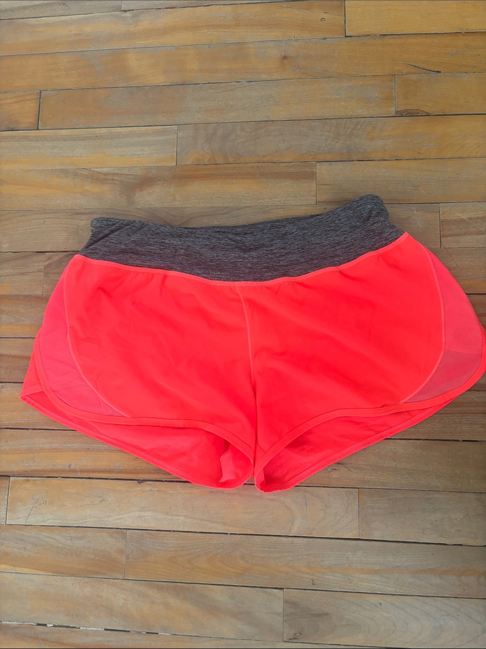 Champion Neon Coral Athletic Shorts with Heather Gray Waistband